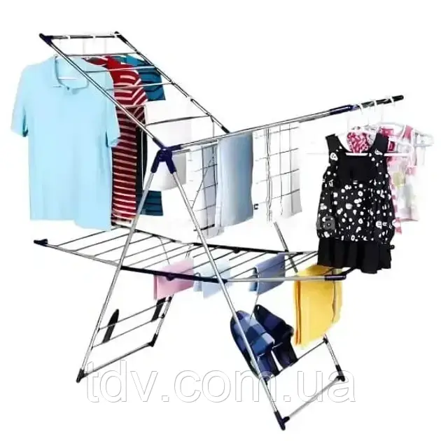 Складна металева сушарка для білизни, підлогова, модель 660130, універсальна для сушіння одягу, фото 1