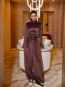 Жіночий теплий велюровий костюм (38-М) POLIIT двосторонній преміум велюр