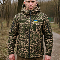 Військова зимова куртка тактична soft shell хижак тепла, армійська куртка на флісі якісна польова штурмова з підкладкою