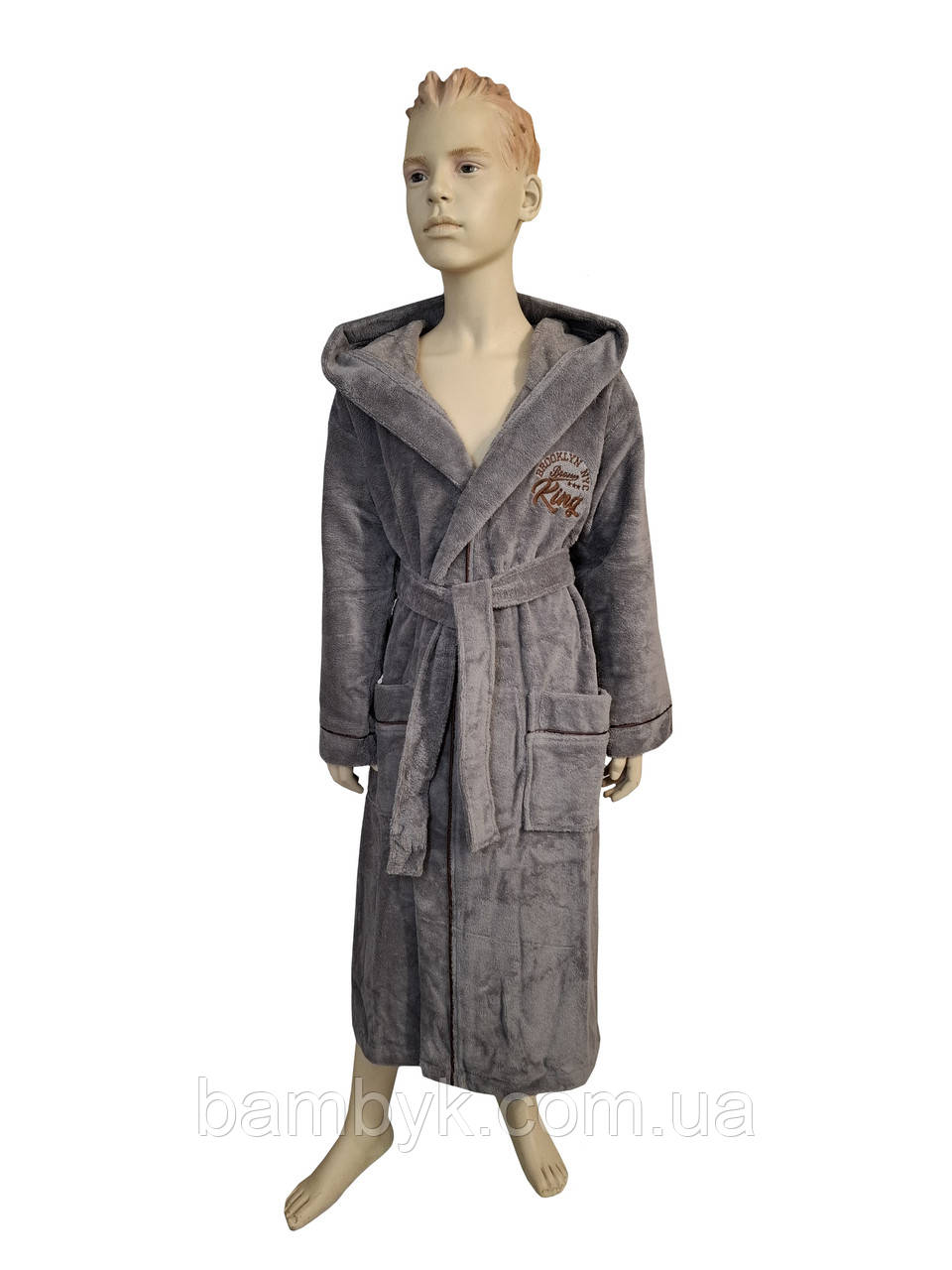 Натуральний підлітковий халат з капюшоном бавовна/бамбук HCM Туреччина