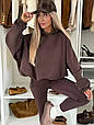 Костюм 2-ка худі oversize + лосини Модель: 771/772-1122 Тканина: тринитка на флісі + дайвінг на флісі Колір: шоколад, чорний, фото 6