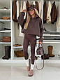 Костюм 2-ка худі oversize + лосини Модель: 771/772-1122 Тканина: тринитка на флісі + дайвінг на флісі Колір: шоколад, чорний, фото 7