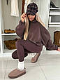 Костюм 2-ка худі oversize + лосини Модель: 771/772-1122 Тканина: тринитка на флісі + дайвінг на флісі Колір: шоколад, чорний, фото 8