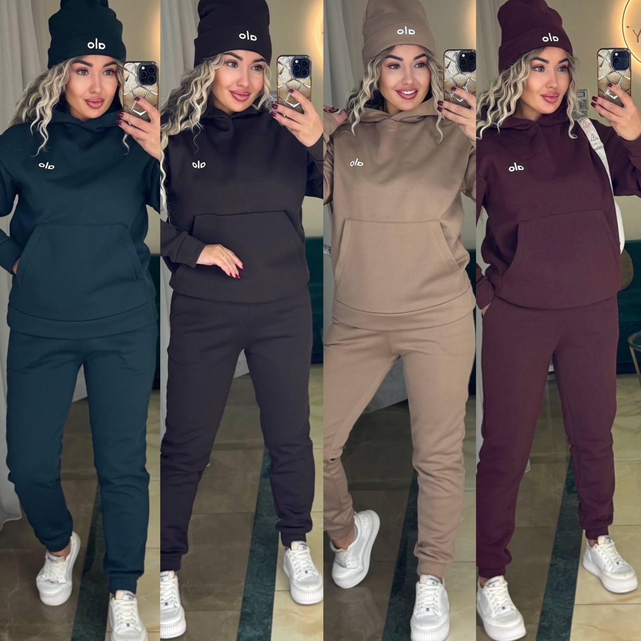 Костюм 3-ка з шапкою трьохнитка на флісі люкс Модель: 771/772-1006 Колір: шоколад, червоний, пляшка, чорний, меланж, бордо, фото 1