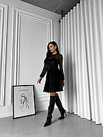 Нарядна оксамитова сукня з прозорими рукавами, фото 5