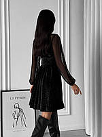 Нарядна оксамитова сукня з прозорими рукавами, фото 4