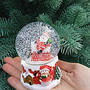 Новорічна cнігова куля з Сантою, скляна, керамічна основа, 9 см*7 см