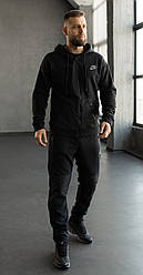 Чоловічий спортивний костюм Nike Power Fleece сірий з капюшоном — теплий флісовий комплект (толстовка + штани)