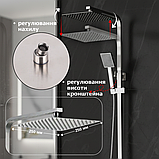Душова система з нержавіючої сталі з тропічним верхнім і ручним душем, душова система зі змішувачем, фото 3