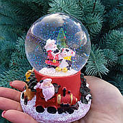 Новорічна cнігова куля з Сантою, скляна, керамічна основа, 12 см*10 см