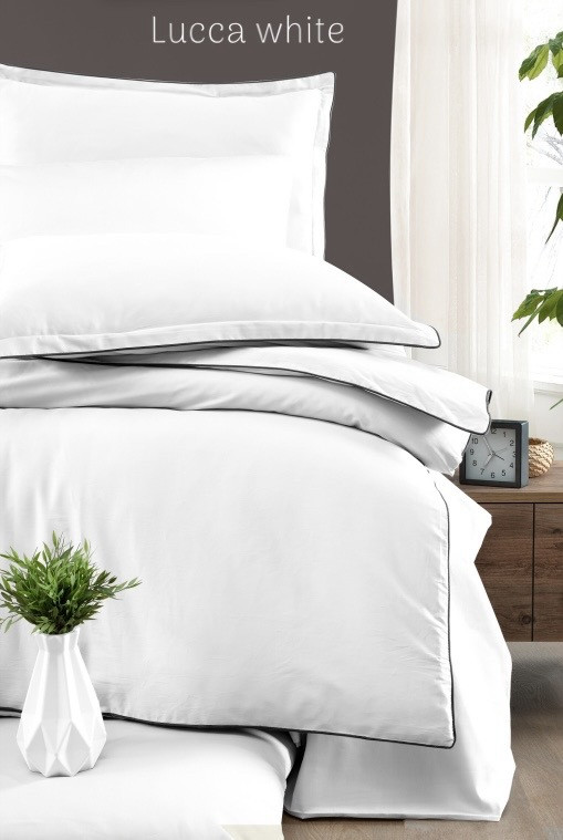 Постільна білизна сатинова La Romano Premium 300 TC євро розмір Lucca white, фото 1