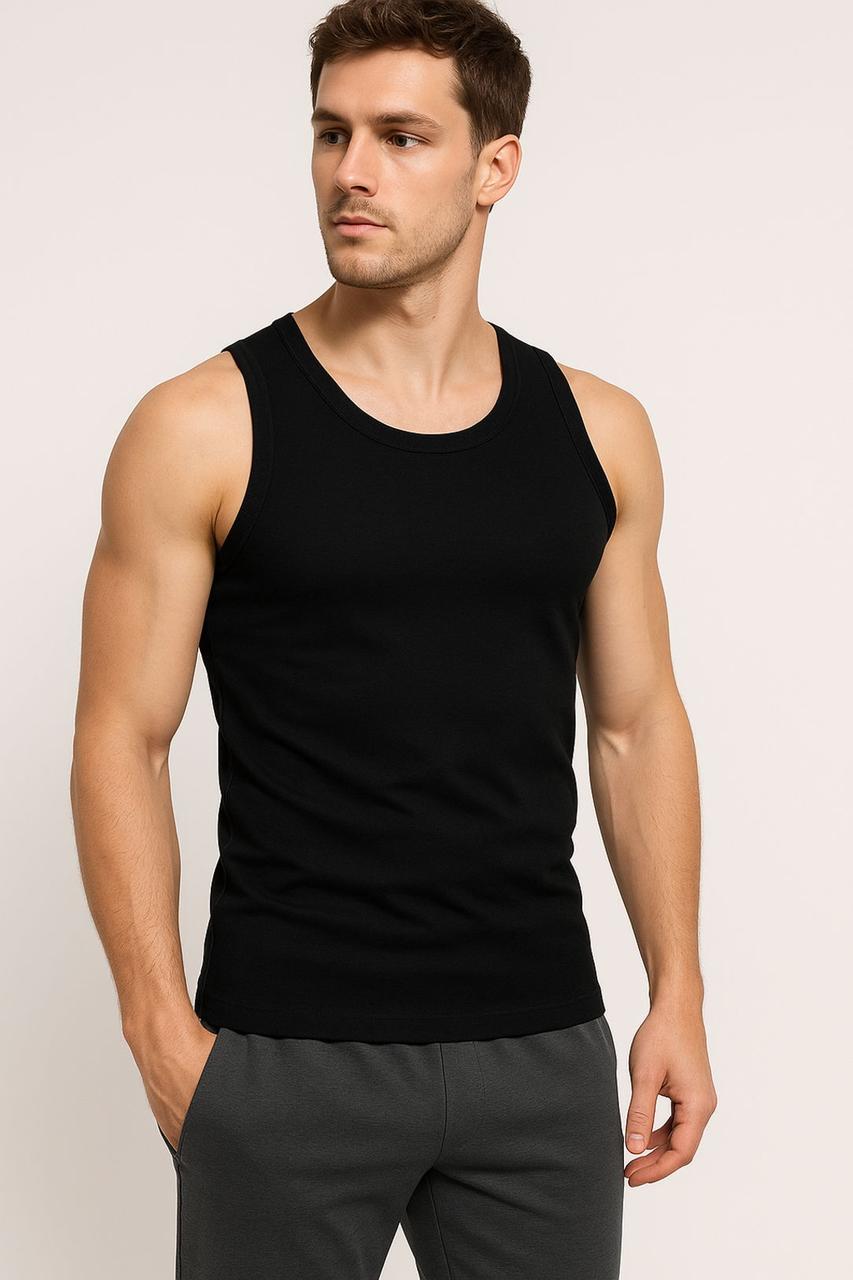 Базова чоловіча майка з 100% бавовни Basic Pac Apmi чорний, фото 1