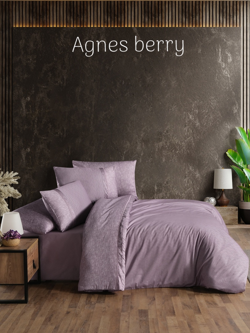 Постільна білизна сатинова La Romano Premium 300 TC євро розмір Agnes berry, фото 1