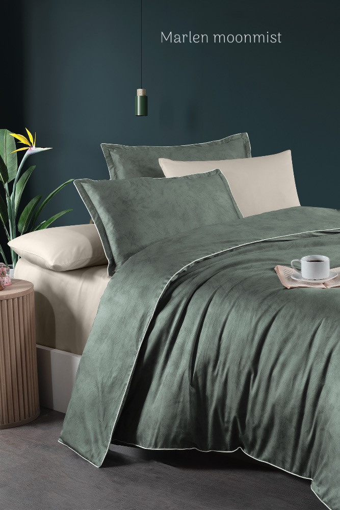 Постільна білизна сатинова La Romano Premium 300 TC євро розмір Marlen moonmist, фото 1