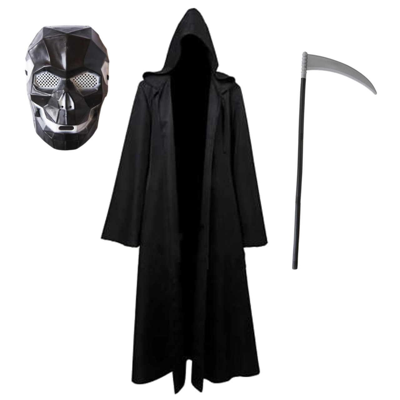 Костюм смерті з косою та маскою. Костюм Смерть з косим костюмом на Гелловін, фото 1
