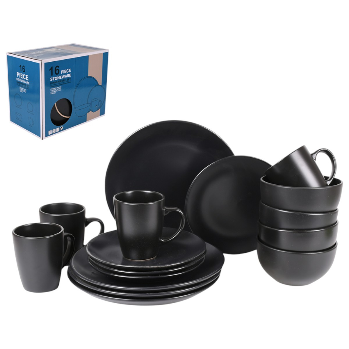 Набір столового посуду Piece Stoneware 16 предметів (MC5577-2) Чорний