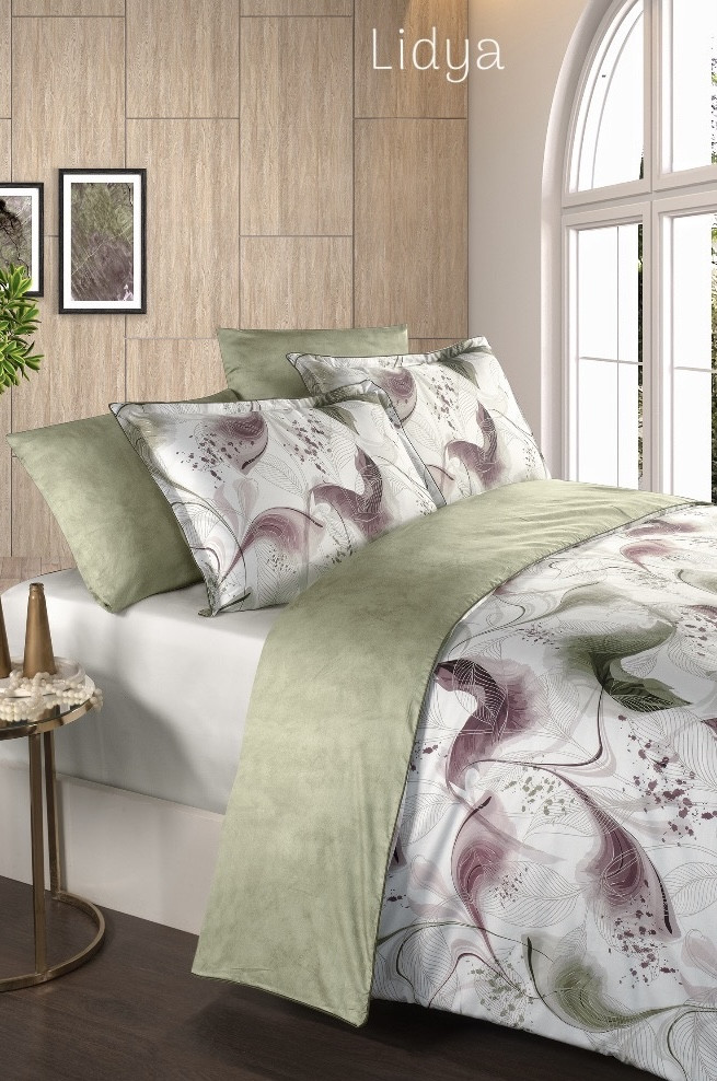 Постільна білизна сатинова La Romano Premium 300 TC євро розмір Lidya, фото 1