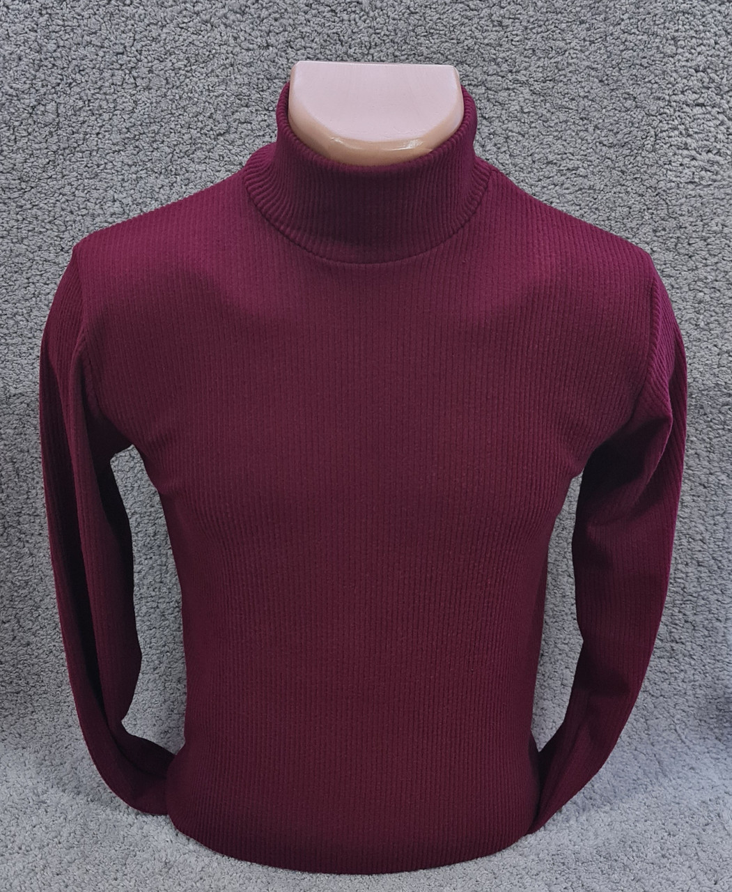 Водолазка гольф чоловічий теплий Leliss однотонний класичний рубчик з коміром стійка бордовий