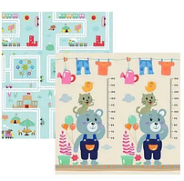 Дитячий розвивальний двобічний килимок (200х180 см) Повітропроникний маячки + Дорога/Ігровий складаний термокилимок для дітей