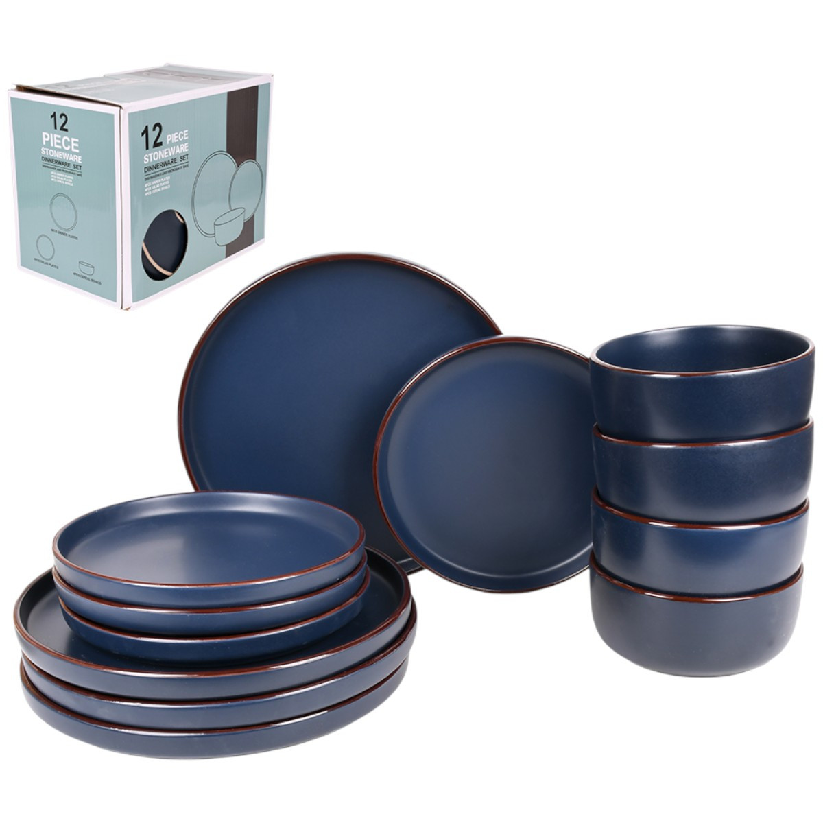 Набір столового посуду Piece Stoneware 12 предметів (MC5579-1) Темно-синій