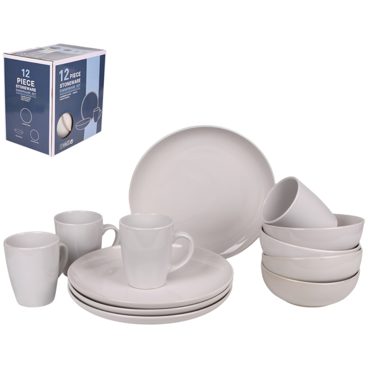 Набір столового посуду Piece Stoneware 12 предметів (MC5583-3) Білий