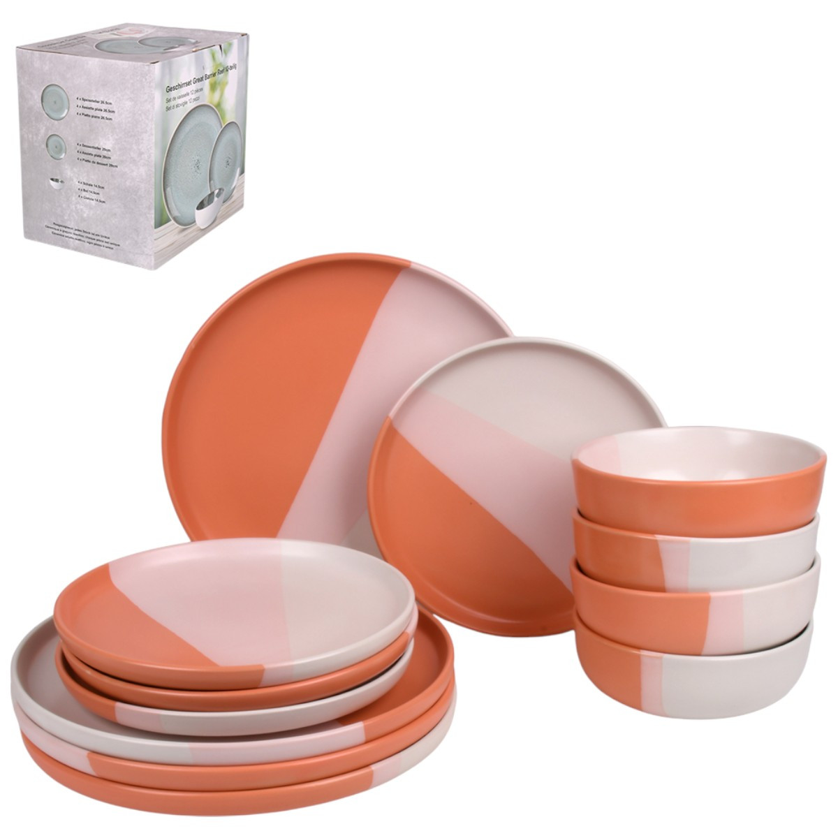 Набір столового посуду Piece Stoneware 12 предметів (MC5580-1) Різнобарвний