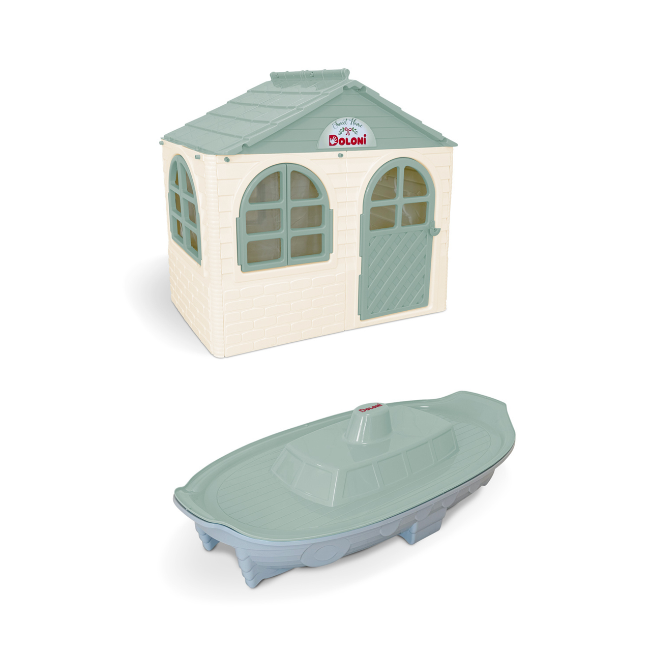 НАБІР Дитячий ігровий пластиковий будиночок зі шторками та пісочниця ТМ Doloni, фото 1