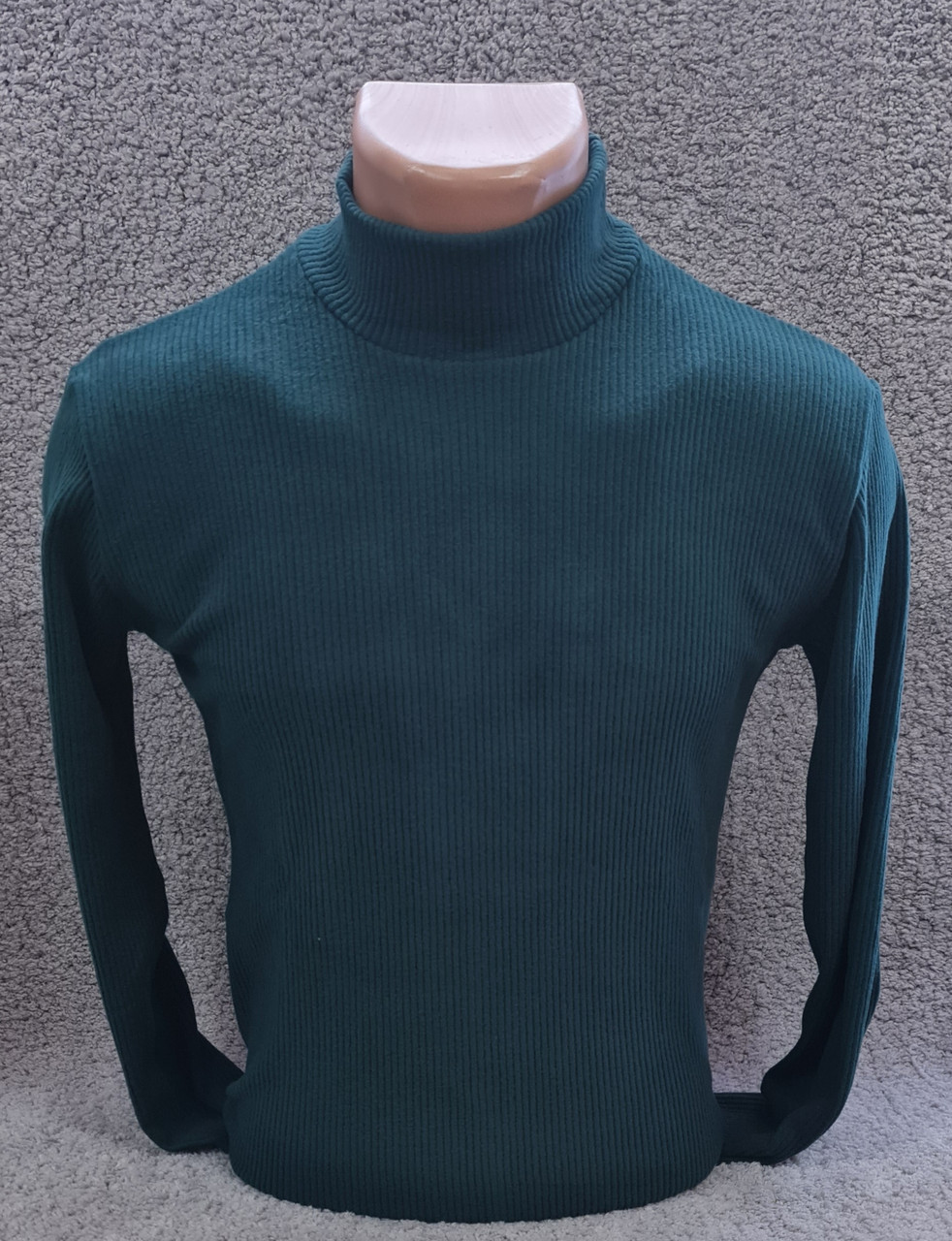 Водолазка гольф чоловічий теплий Leliss однотонний класичний рубчик з коміром стійка зелений