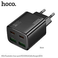 Мережевий зарядний пристрій HOCO N56 Fundador four-port PD30W (2С2А) charger Black, фото 5