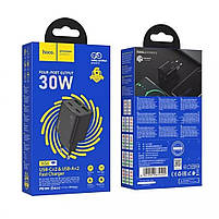 Мережевий зарядний пристрій HOCO N56 Fundador four-port PD30W (2С2А) charger Black, фото 4