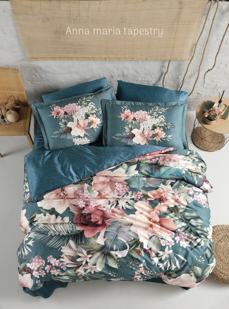 Постільна білизна сатинова La Romano Premium 300 TC євро розмір Anna Maria, фото 1