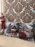 Наволочки новогодние велюровые 45х45 см