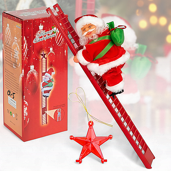 Музична іграшка Дід Мороз який піднімається по сходах з рухом вгору-вниз