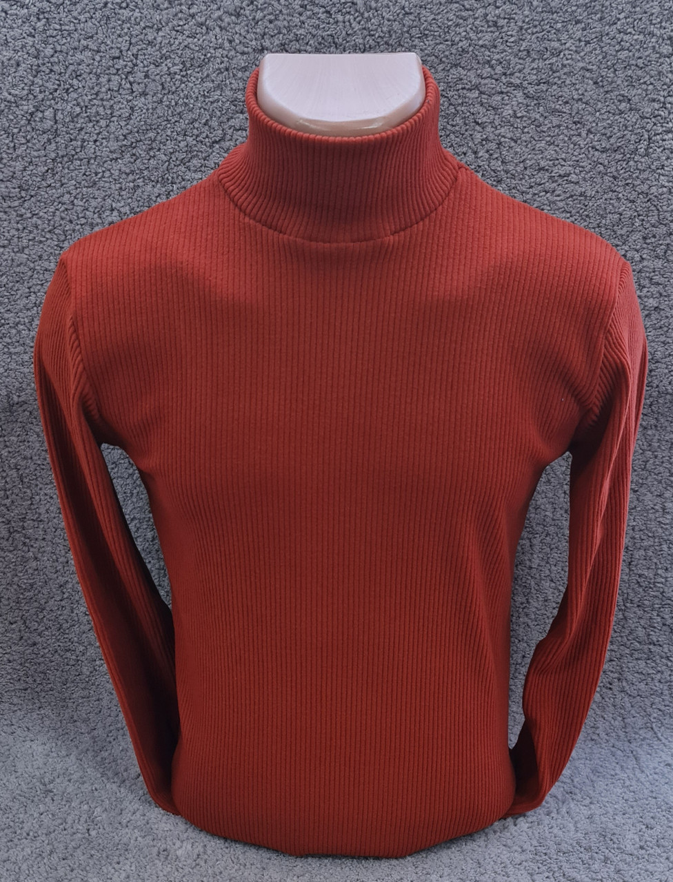 Водолазка гольф чоловічий теплий Leliss однотонний класичний рубчик з коміром стійка теракотовий