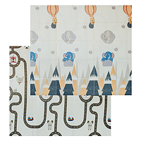 Дитячий розвивальний двобічний килимок (150х180 см) Подорожі / Ігровий складаний термокилимок для дітей