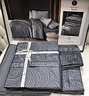 Постільна білизна сатинова La Romano Premium 300 TC євро розмір Nesy grey, фото 2