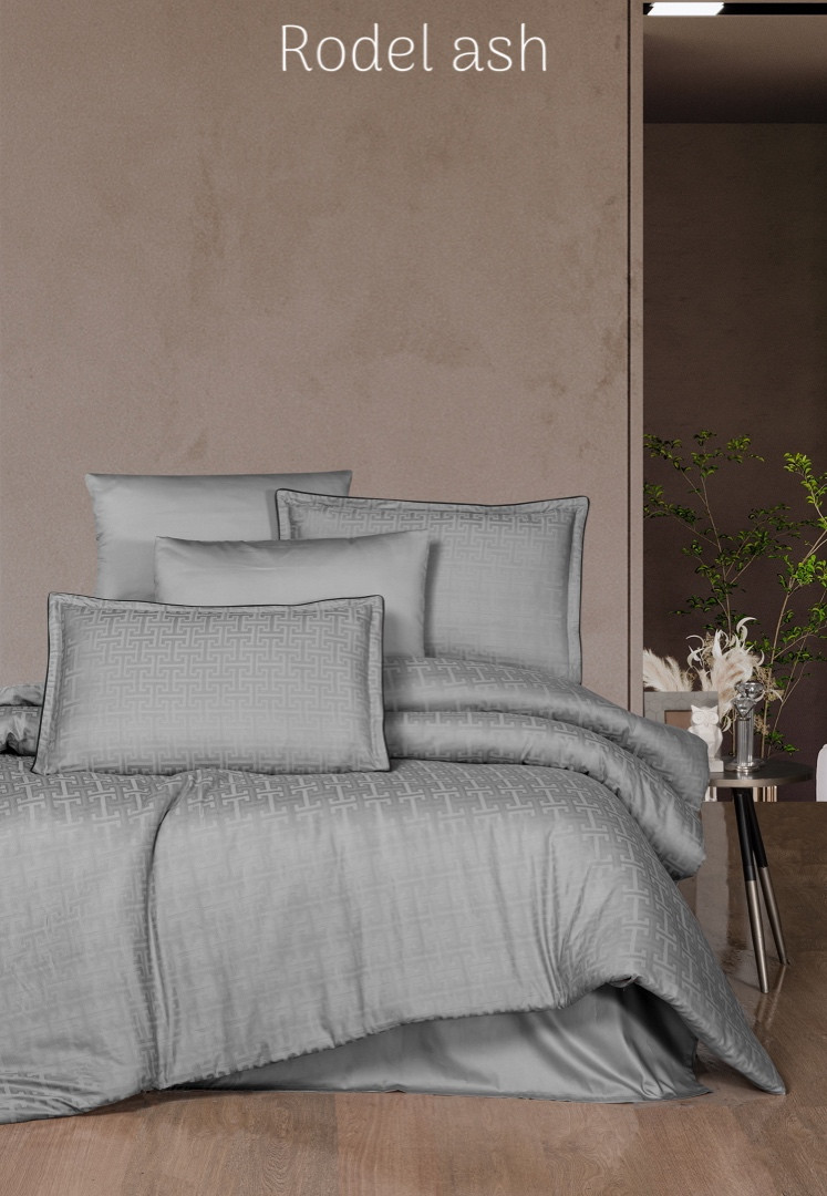 Постільна білизна сатинова La Romano Premium 300 TC полуторний розмір Rodel ash, фото 1