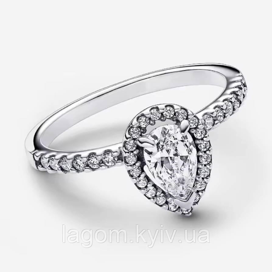 Срібна каблучка в стилі Pandora 925 проба жіноче кільце з кубічним цирконієм Пандора, фото 1