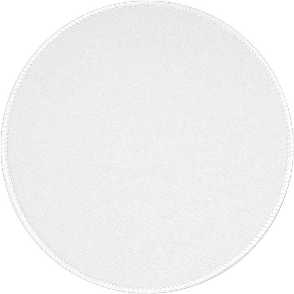 Килимок для миші білий круглий без малюнка з прошитими краями (тканина + гума) діаметр 220 мм