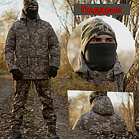 Тактичний костюм чоловічий зимовий армійський теплий костюм піксель якісний польовий військовий + подарок шапка