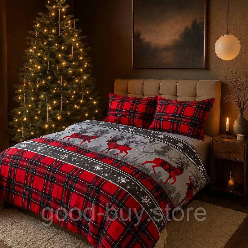 Постільна білизна First Choice Flannel Happiness Red полуторний 160х220, фото 1