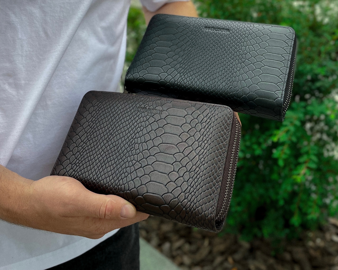 Клатч на дві блискавки з фактурною натуральною шкірою MC-086-5902С