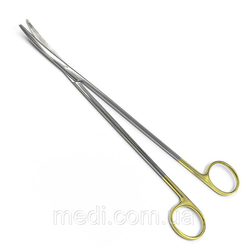 Ножиці за Метценбаумом, зігнуті з покриттям ручок карбідом титана, тупокінцеві, 230 мм 03.PI.538, фото 1