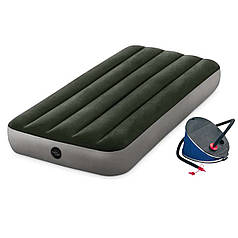 Надувний матрац Intex 64760 (матрац 64106, ножний насос 68610). Одномісний 76 x 191 x 25 см