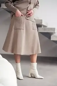 Жіноча трикотажна спідниця-трапеція з кишенями NITA MKLN2301/1-1