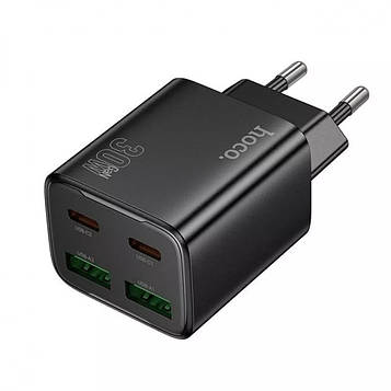 Мережевий зарядний пристрій HOCO N56 Fundador four-port PD30W (2С2А) charger Black