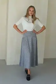 Жіноча трикотажна спідниця трапеція з кишенями NITA MKLN2301