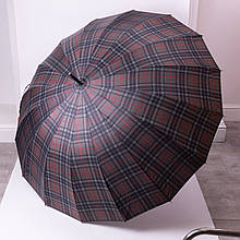 Класична парасолька-тростина напівавтомат з поліестеру 16 спиць діаметр 117 см Сірий HP-23-4G