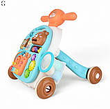 Ходунки 994 3в1: стіл, бізіборд, піаніно з підсвіткою, кульки та ігри для розвитку малюка, фото 4