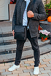 Чоловіча шкіряна сумка-месенджер, барсетка на одне плече 22x26x6 Tiding Bag 75-5271 чорна, фото 4